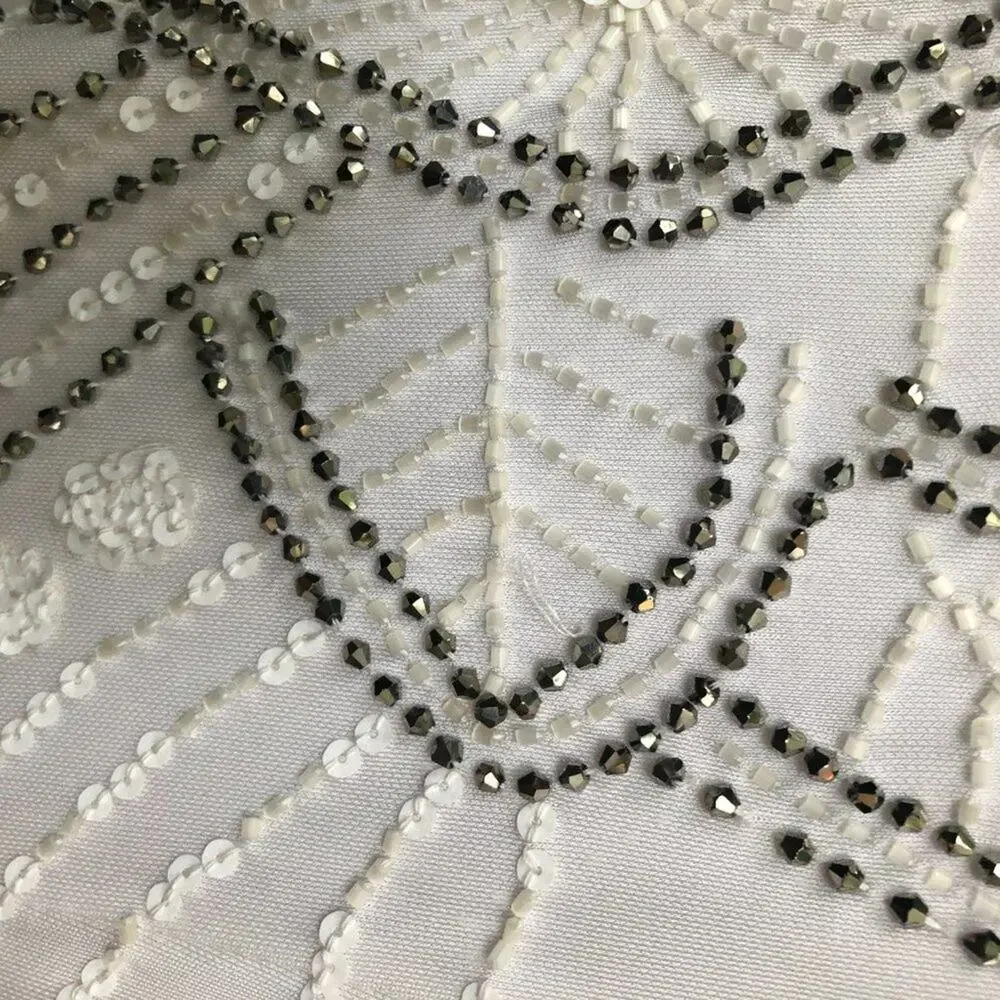 Tory Burch Dress Meris Beaded Art Deco Gatsby 1920 White Dress xs